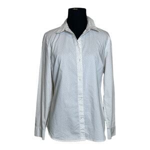 Apt 9 white black polka dots long sleeves button shirt size small